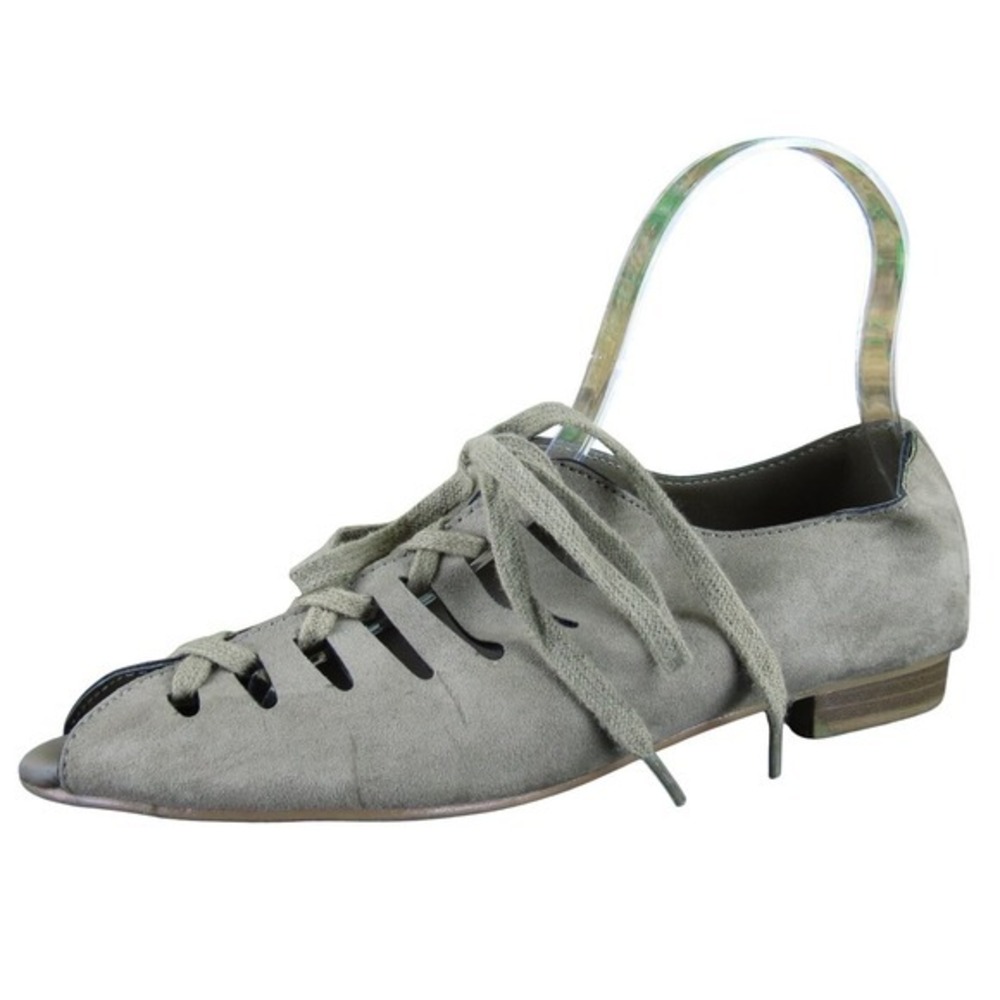 MIA‎ Women's Orion Taupe Lace-Up Peep Toe Sandals Size 7 Suede Flats